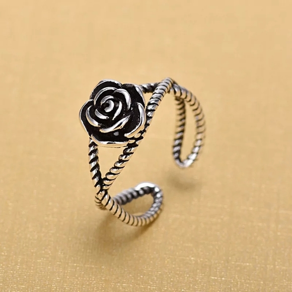NEW S925  Rose Flower Adjustable Ring - Picture 3 of 6